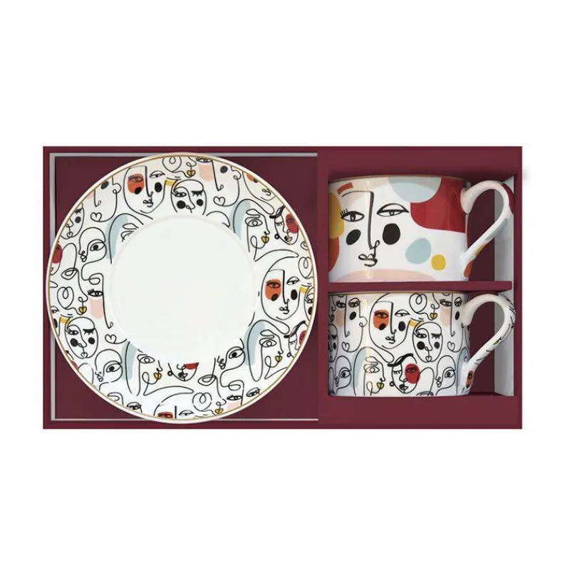 Tasses-Easy Life MODERNISM Coffret Duo Paire Tasse à Déjeuner Porcelaine EASYLIFE