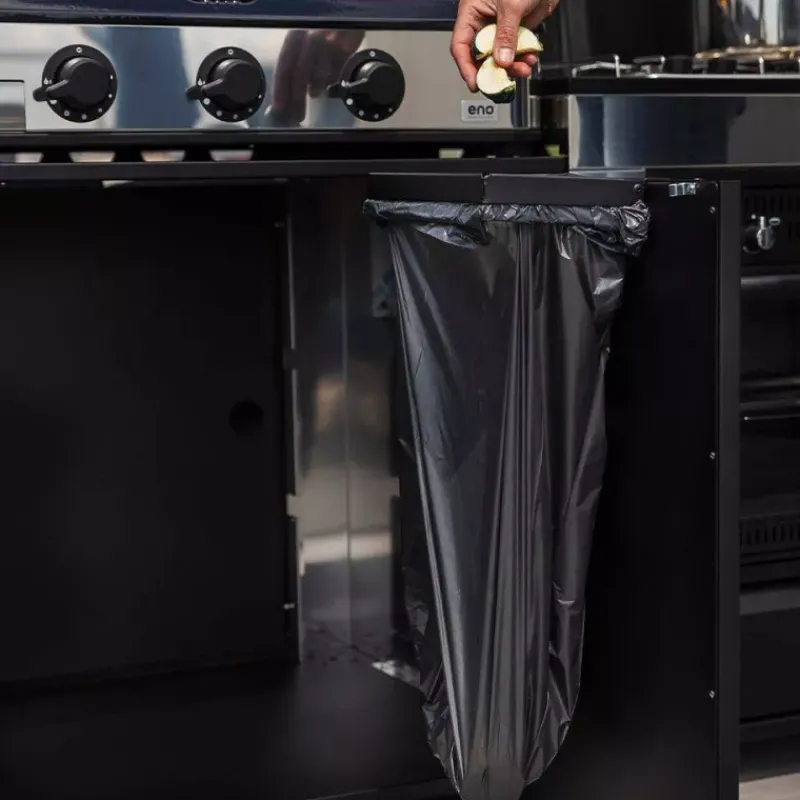 Cuisine Extérieure-ENO MODULO Cuisine extérieure Support Sac Poubelle Acier Noir