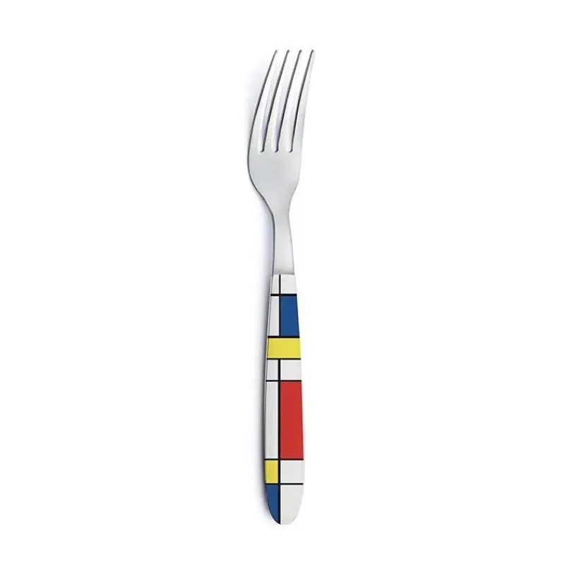 Fourchettes-Easy Life MONDRIAN Fourchette de table inox avec poignée décorée