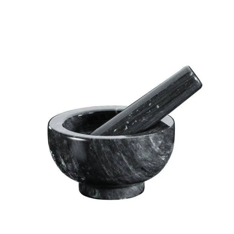 Mortiers-KUCHENPROFI Mortier et Pilon en marbre NOIR D11 cm