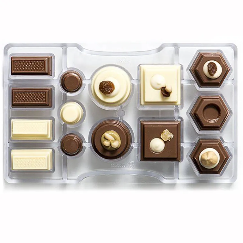 Moules À Chocolat-Decora Moule à chocolats en polycarbonate x 14 cavités Assortiment géométrique SC