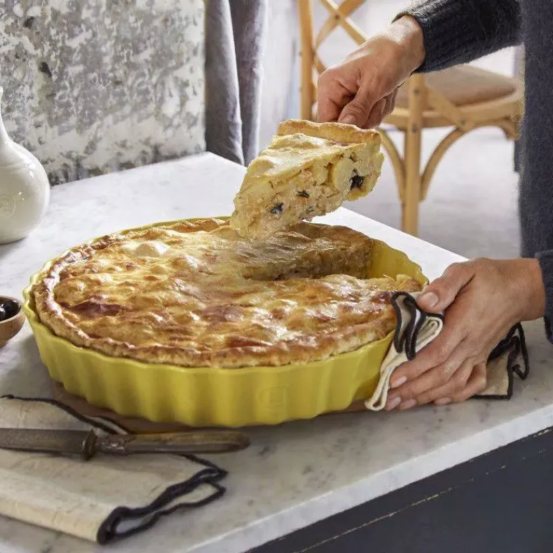 Moules À Tarte | Quiches Et Tourtes-Emile HENRY Moule à Tarte Tourtière haute Jaune Provence  D32 cm