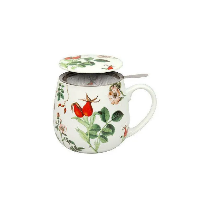 Mugs-KONITZ MUG tasse Tisanière avec couvercle Porcelaine Könitz Rose musquée