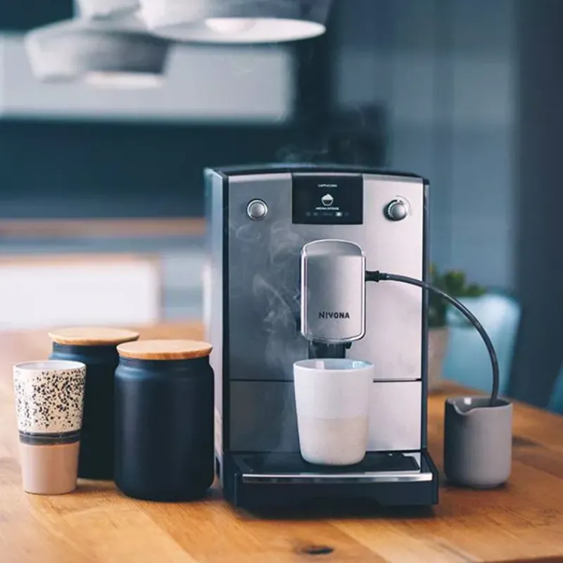 Robots Café | Expressos-Nivona SERIE 6 Machine à Café Expresso automatique avec broyeur NICR 695 Cafe Romatica Titane