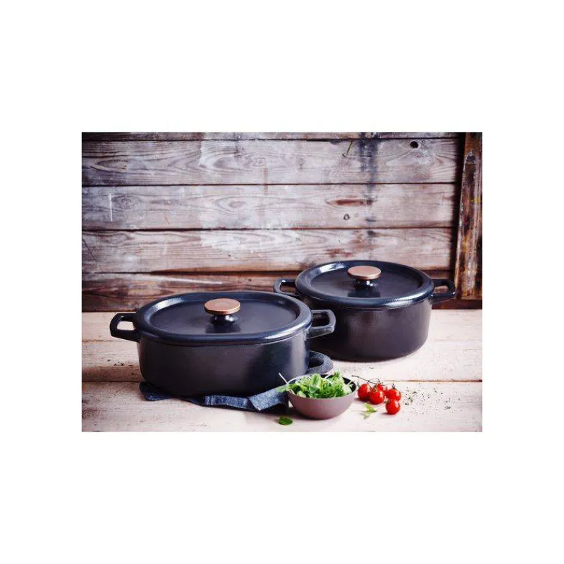 Cocottes En Fonte Traditionnelle-BEKA NORI Cocotte en fonte Emaillée Ovale Noir 31 cm