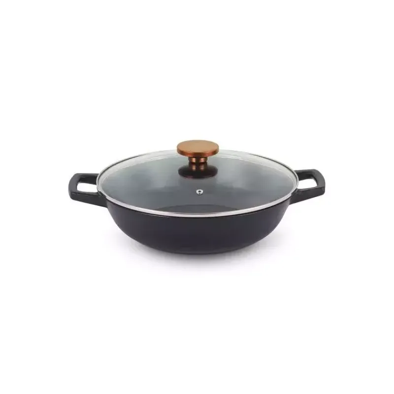 Woks En Fonte Traditionnelle-BEKA NORI Wok fonte traditionnelle avec couvercle et baguettes D30