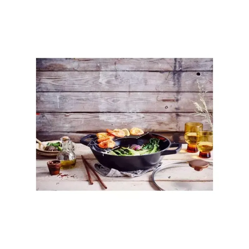 Woks En Fonte Traditionnelle-BEKA NORI Wok fonte traditionnelle avec couvercle et baguettes D30