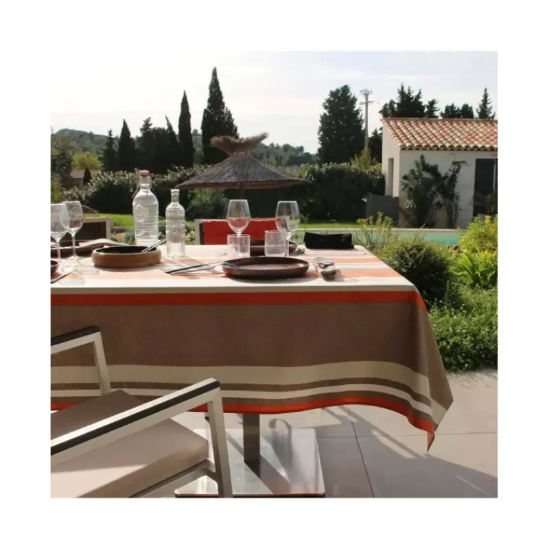 Nappe Table Rectangulaire-Sud Etoffe OLERON Nappe 70% coton 30% polyester enduit 200X150 Burnt orange