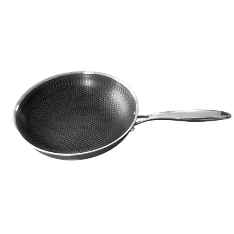 Woks Revêtements Anti-adhérents-BAUMALU OLYMPE Poêle Wok inox tri-plis + Revêtement maillage acier antiadhésif D30