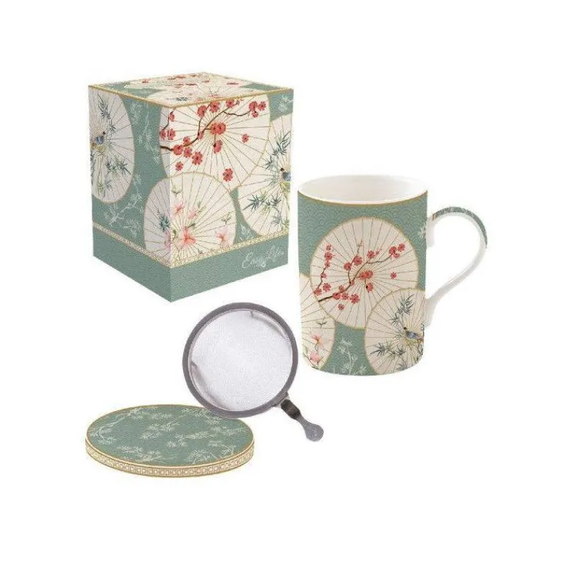 Mugs-Easy Life Oriental Dreams Coffret Mug Tisanière Porcelaine 350 ml EASYLIFE
