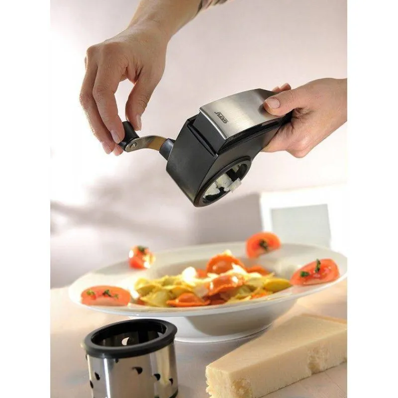 Râper | Moulins À Fromage-GEFU PECORINO LASER CUT Moulin râpe fromage manuel avec 2  tambours et récipient