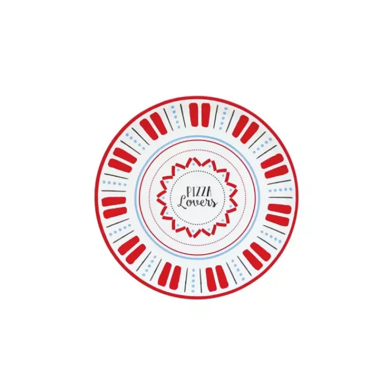 Assiettes À Thèmes-Easy Life PIZZA LOVERS  assiette à Pizza  en Porcelaine D32.5 cm rouge