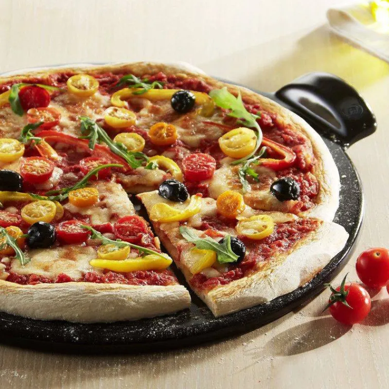 Ustensiles De Cuisine Pour Pizzas | Pizzas-Emile HENRY PIZZA Stone 36cm Four BBQ Fond Lisse Rouge Coquelicot