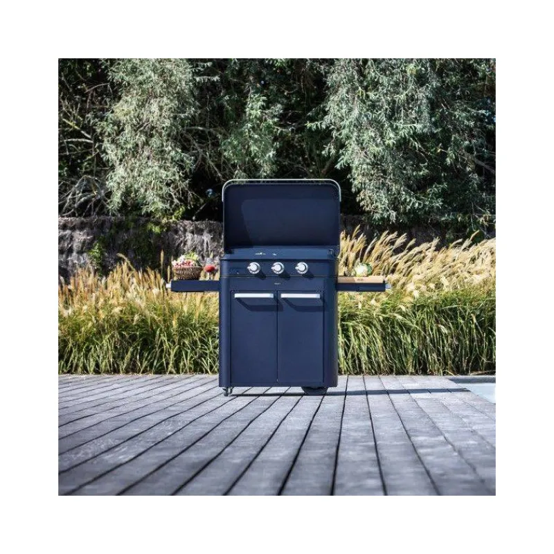 Plancha Eno | Plancha À Gaz-ENO Plancha Gaz + Chariot + Capot Combo SIGN 80 Bleu navy