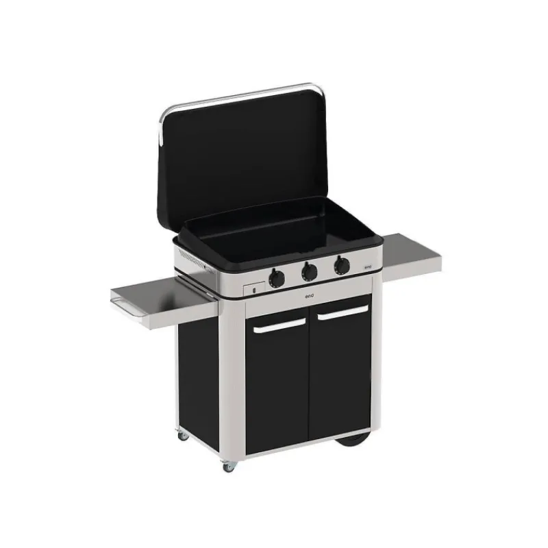 Plancha Eno | Plancha À Gaz-ENO Plancha Gaz + Chariot + Capot Combo SIGN 80 Noir et Inox