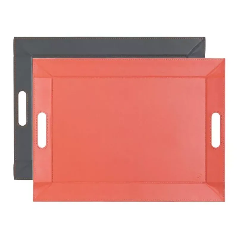 Plateaux Pliables-Freeform Plateau bicolore réversible GRIS ardoise / CORAIL  55X41 cm