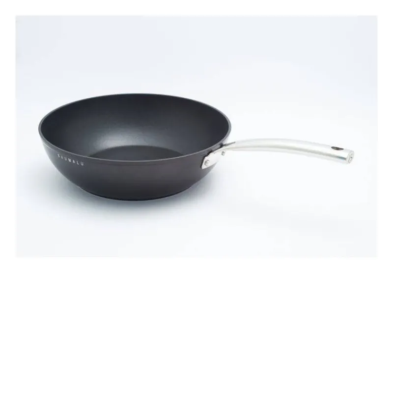 Woks En Fonte Aluminium-BAUMALU Poêle Wok Black Edition Aluminium forgé Induction D30