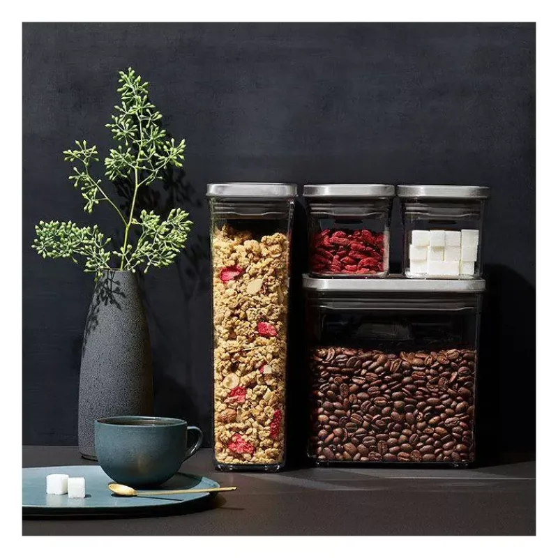 Boites Hermétiques-OXO POP INOX Boite de conservation 1,6 L Couvercle hermétique rectangle Café