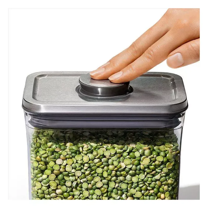 Boites Hermétiques-OXO POP INOX Boite de conservation 1,6 L Couvercle hermétique rectangle Café