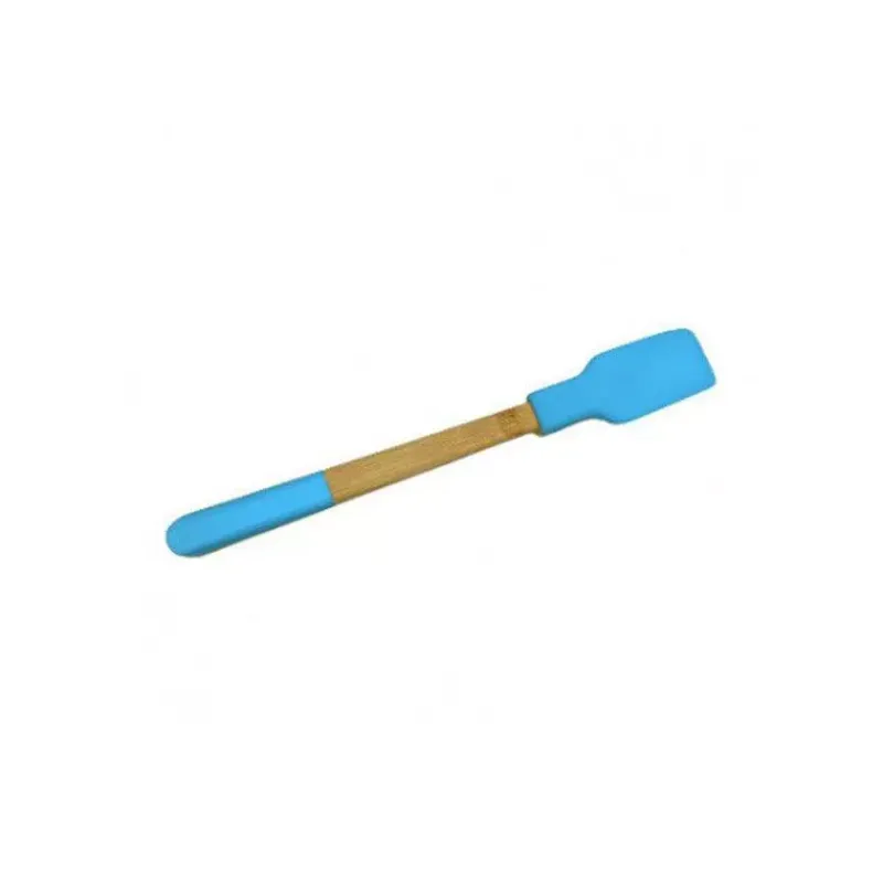 Spatules De Pâtisserie-Pebbly POP Mini Spatule en silicone manche en bambou Bleu
