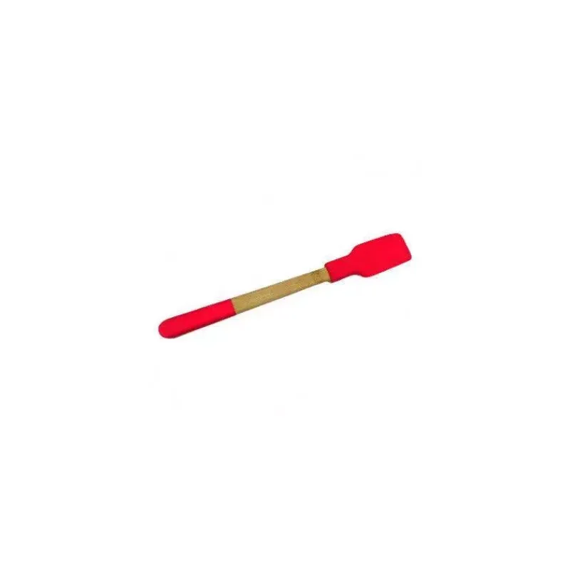 Spatules De Pâtisserie-Pebbly POP Mini Spatule en silicone manche en bambou Rouge