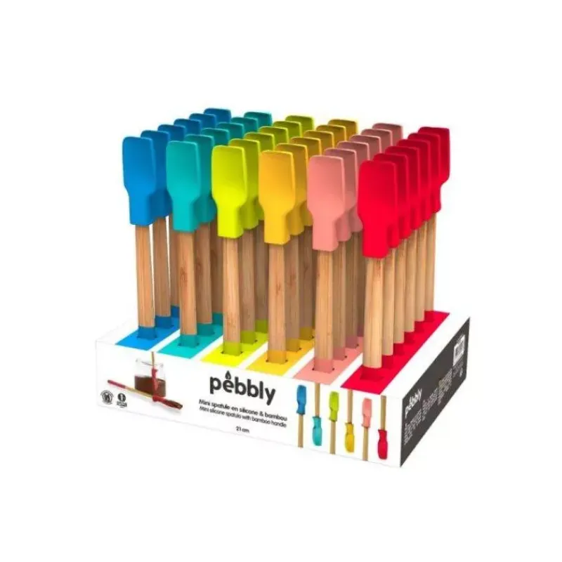Spatules De Pâtisserie-Pebbly POP Mini Spatule en silicone manche en bambou Rouge