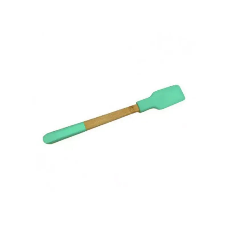 Spatules De Pâtisserie-Pebbly POP Mini Spatule en silicone manche en bambou Turquoise