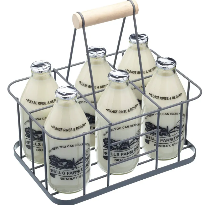Range Bouteilles | Portes Bouteilles-Kitchen Craft Porte bouteilles en Fer Gris Living Nostalgia - pour 6 bouteilles
