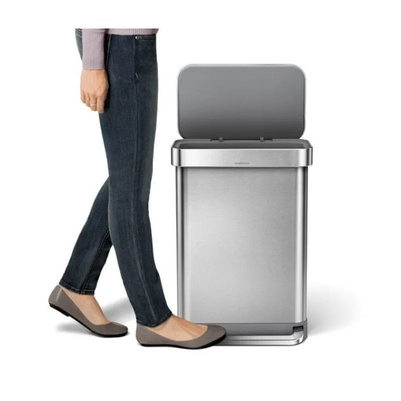 Poubelles À Pédale-simplehuman Poubelle de cuisine rectangulaire à pédale 55 L INOX