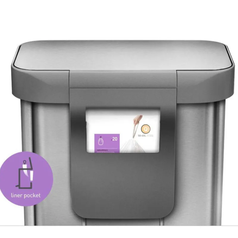 Poubelles À Pédale-simplehuman Poubelle de cuisine rectangulaire à pédale 55 L INOX