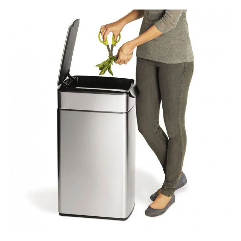 Poubelles À Pédale-simplehuman Poubelle de cuisine rectangulaire SLIM TOUCH BAR 40 L INOX