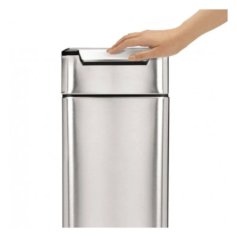 Poubelles À Pédale-simplehuman Poubelle de cuisine rectangulaire SLIM TOUCH BAR 40 L INOX