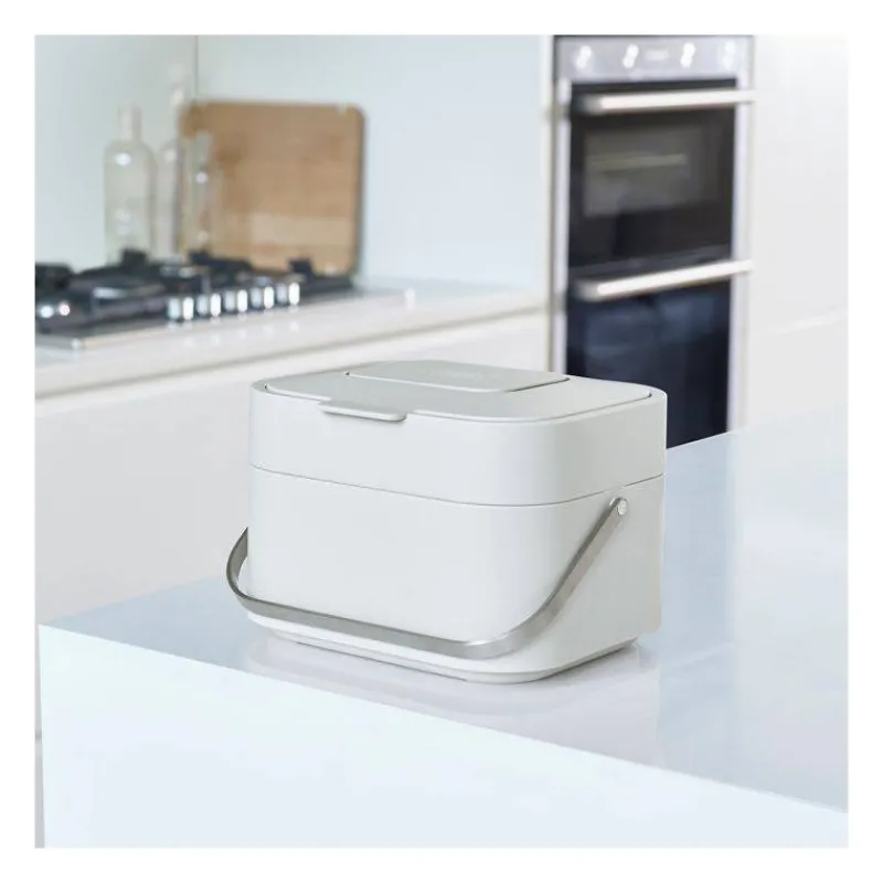 Poubelles De Tri Sélectif-Joseph Joseph Poubelle de cuisine Tri Sélectif modulable Stack 4 L Blanc Stone
