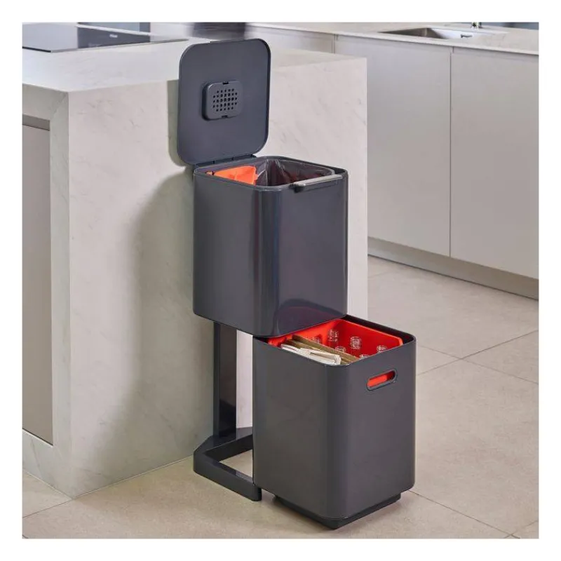 Poubelles De Tri Sélectif-Joseph Joseph Poubelle de cuisine Tri Sélectif TOTEM Compact 40 L Gris Graphite