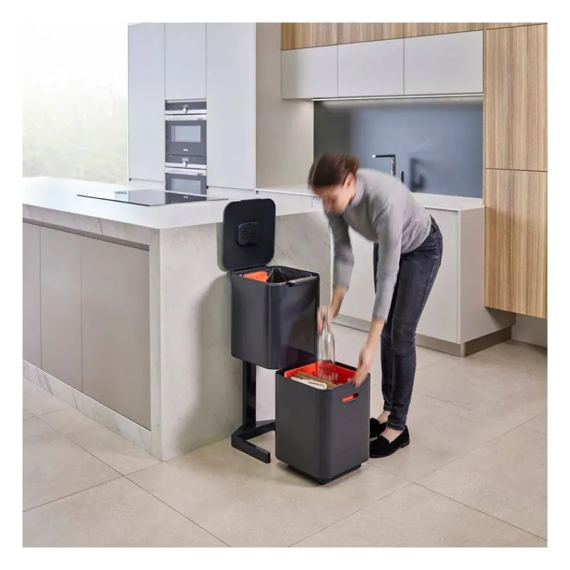 Poubelles De Tri Sélectif-Joseph Joseph Poubelle de cuisine Tri Sélectif TOTEM Compact 40 L Gris Graphite