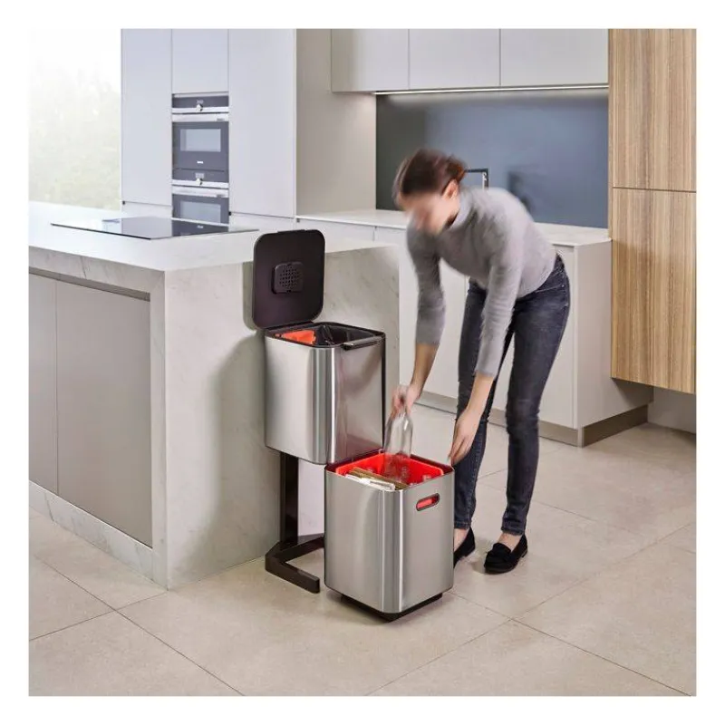 Poubelles De Tri Sélectif-Joseph Joseph Poubelle de cuisine Tri Sélectif TOTEM Compact 40 L Inox