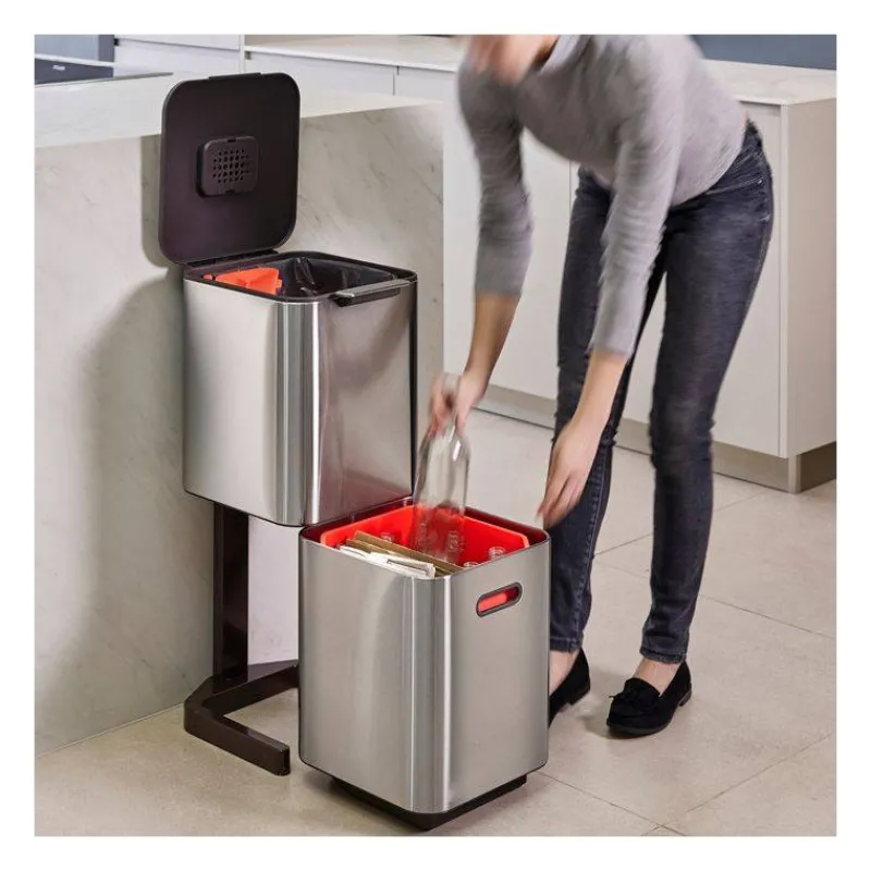 Poubelles De Tri Sélectif-Joseph Joseph Poubelle de cuisine Tri Sélectif TOTEM Compact 40 L Inox