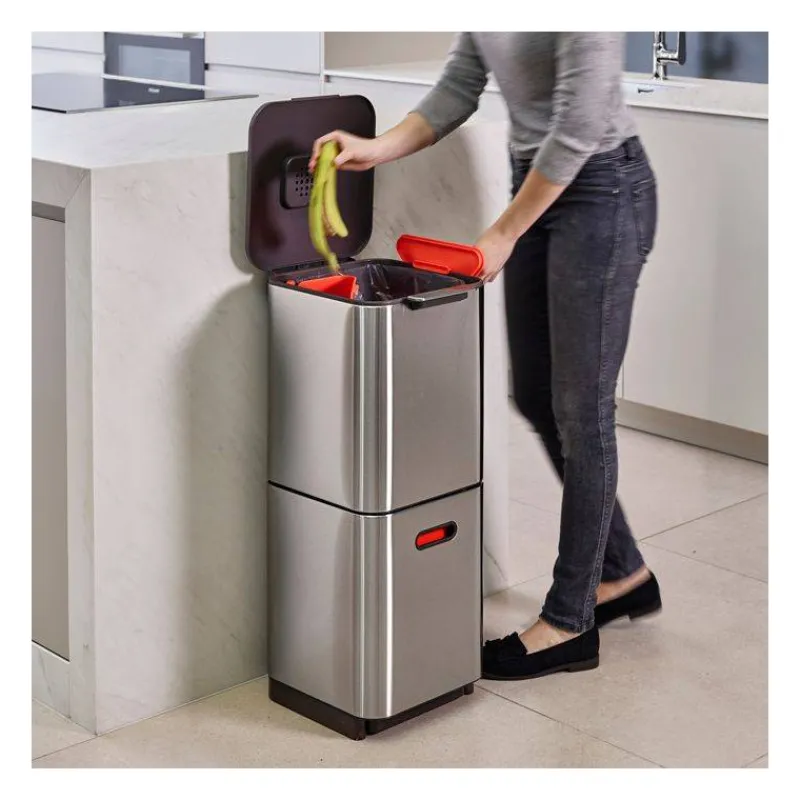 Poubelles De Tri Sélectif-Joseph Joseph Poubelle de cuisine Tri Sélectif TOTEM Compact 40 L Inox
