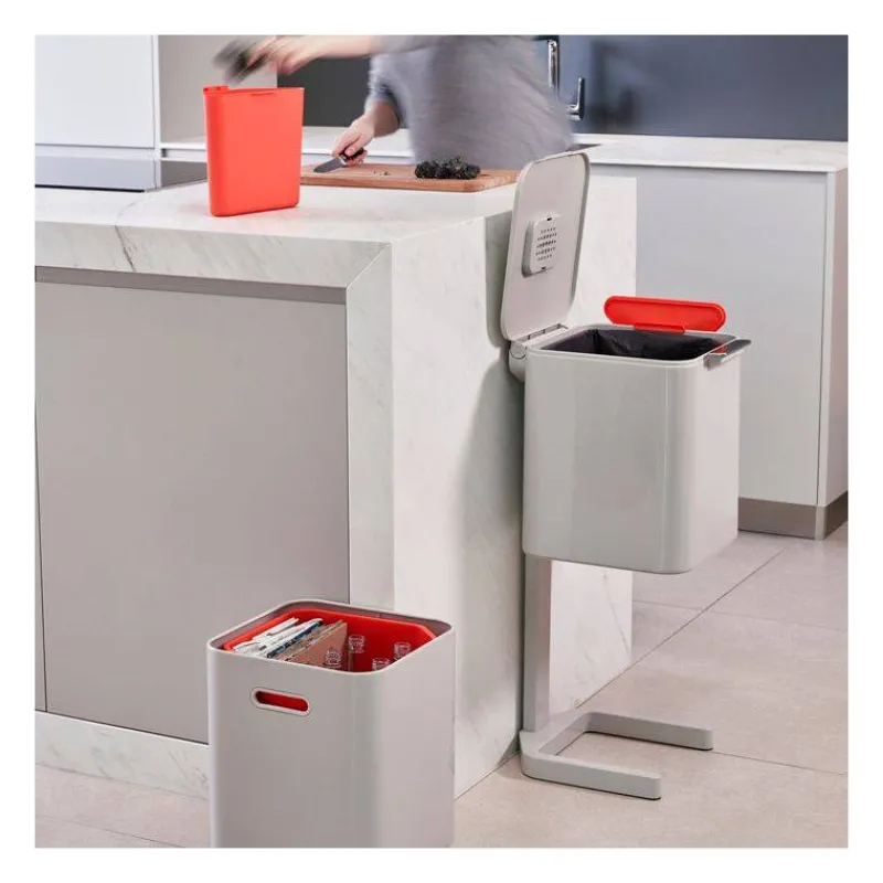 Poubelles De Tri Sélectif-Joseph Joseph Poubelle de cuisine Tri Sélectif TOTEM Compact 40 L Stone Pierre