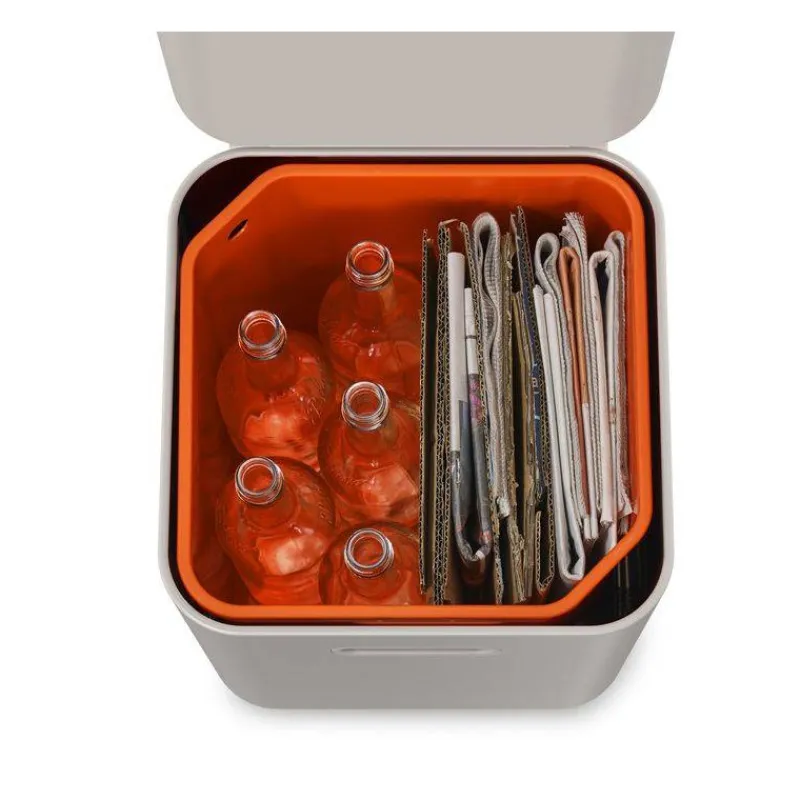 Poubelles De Tri Sélectif-Joseph Joseph Poubelle de cuisine Tri Sélectif TOTEM Compact 40 L Stone Pierre