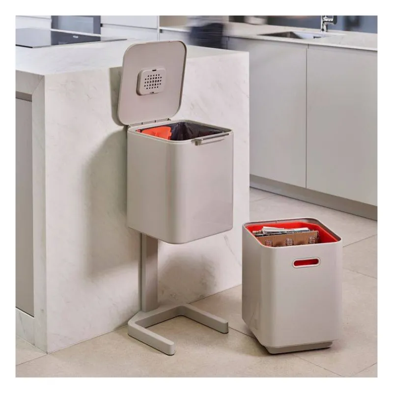 Poubelles De Tri Sélectif-Joseph Joseph Poubelle de cuisine Tri Sélectif TOTEM Compact 40 L Stone Pierre
