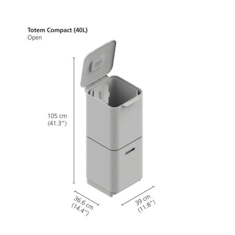 Poubelles De Tri Sélectif-Joseph Joseph Poubelle de cuisine Tri Sélectif TOTEM Compact 40 L Stone Pierre