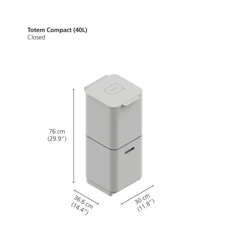 Poubelles De Tri Sélectif-Joseph Joseph Poubelle de cuisine Tri Sélectif TOTEM Compact 40 L Stone Pierre