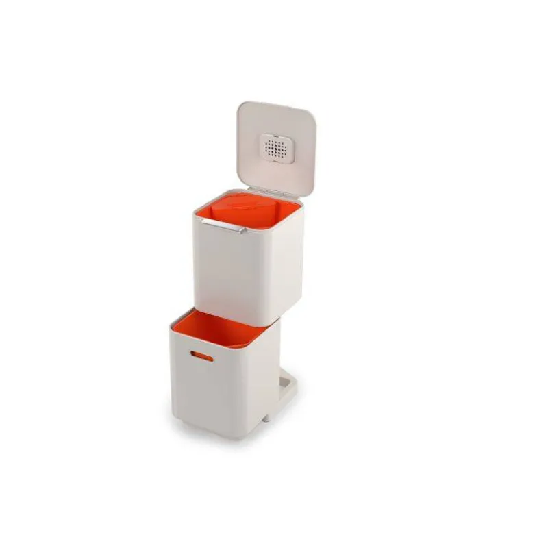 Poubelles De Tri Sélectif-Joseph Joseph Poubelle de cuisine Tri Sélectif TOTEM Compact 40 L Stone Pierre