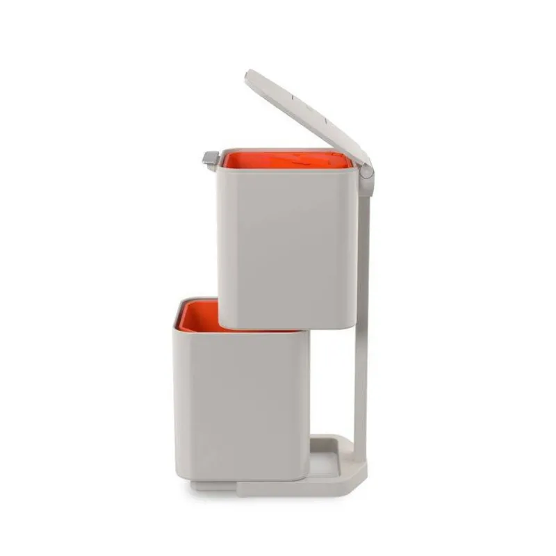 Poubelles De Tri Sélectif-Joseph Joseph Poubelle de cuisine Tri Sélectif TOTEM Compact 40 L Stone Pierre