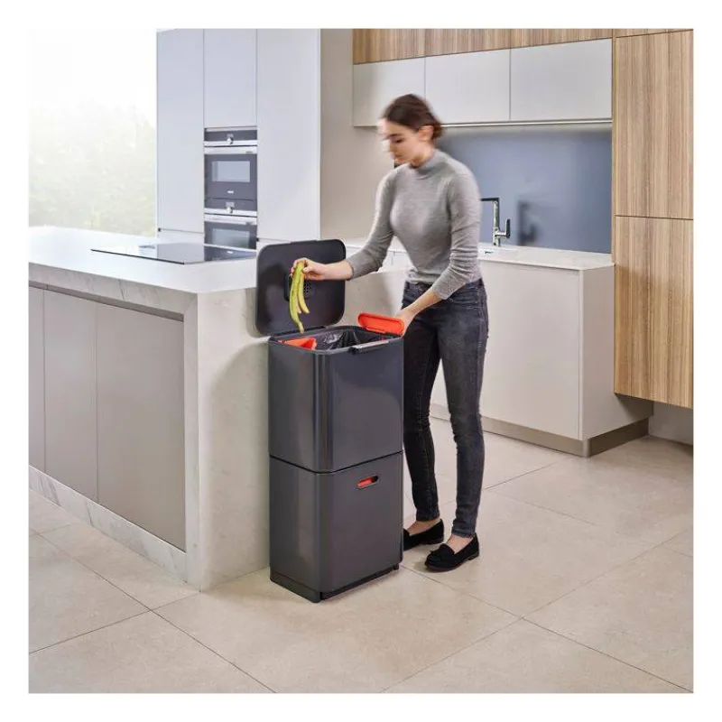 Poubelles De Tri Sélectif-Joseph Joseph Poubelle de cuisine Tri Sélectif TOTEM Max 60 L Gris Graphite