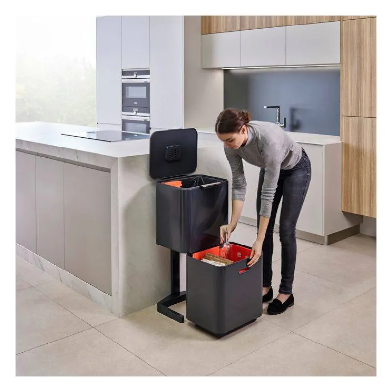 Poubelles De Tri Sélectif-Joseph Joseph Poubelle de cuisine Tri Sélectif TOTEM Max 60 L Gris Graphite