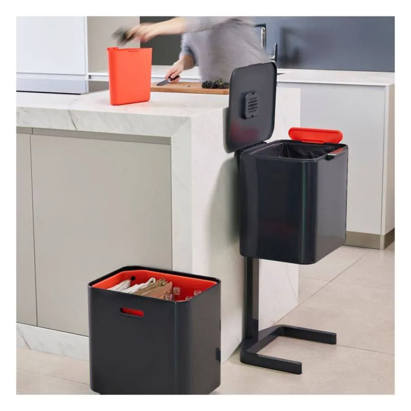 Poubelles De Tri Sélectif-Joseph Joseph Poubelle de cuisine Tri Sélectif TOTEM Max 60 L Gris Graphite