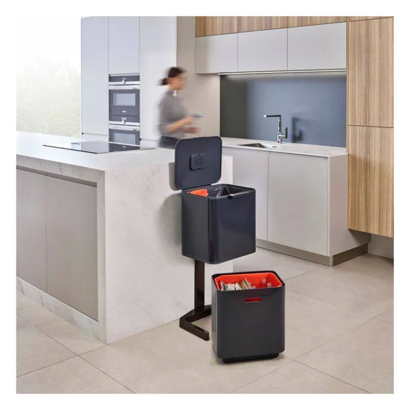 Poubelles De Tri Sélectif-Joseph Joseph Poubelle de cuisine Tri Sélectif TOTEM Max 60 L Gris Graphite