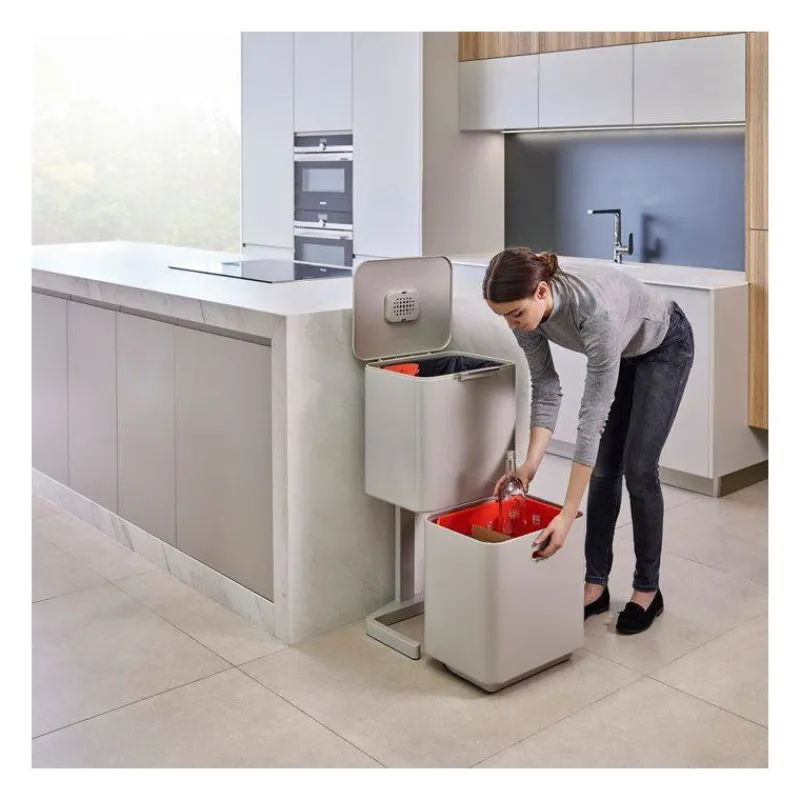 Poubelles De Tri Sélectif-Joseph Joseph Poubelle de cuisine Tri Sélectif TOTEM Max 60 L Stone Pierre